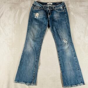 Vigoss Jeans Women's 11 Blue Fit Bootcut Mid Rise Distressed Medium Wash Stretch